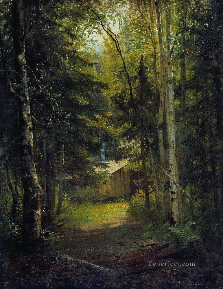 森の中の小屋 古典的な風景 イワン・イワノビッチ油絵